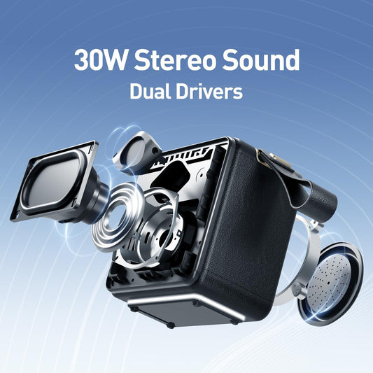 Bluetooth Speaker Portable IP67 Waterproof with 3 Colorful LED Lights TWS Pairing Support Wireless/Aux Cable/SD Card/U Disk Input for Outdoor/Home/Party/Bathroom (Black)