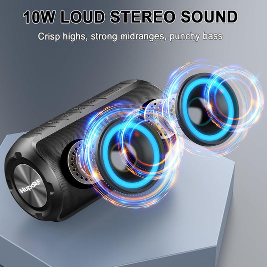 Bluetooth Speaker, 2025 New Stocking Stuffers Portable Wireless Speaker with 6D Loud Sound, IPX7 Waterproof, HD Call, RGB Lights, 12H Playtime for Home/Party/Outdoor/Beach, White Elephant Gift
