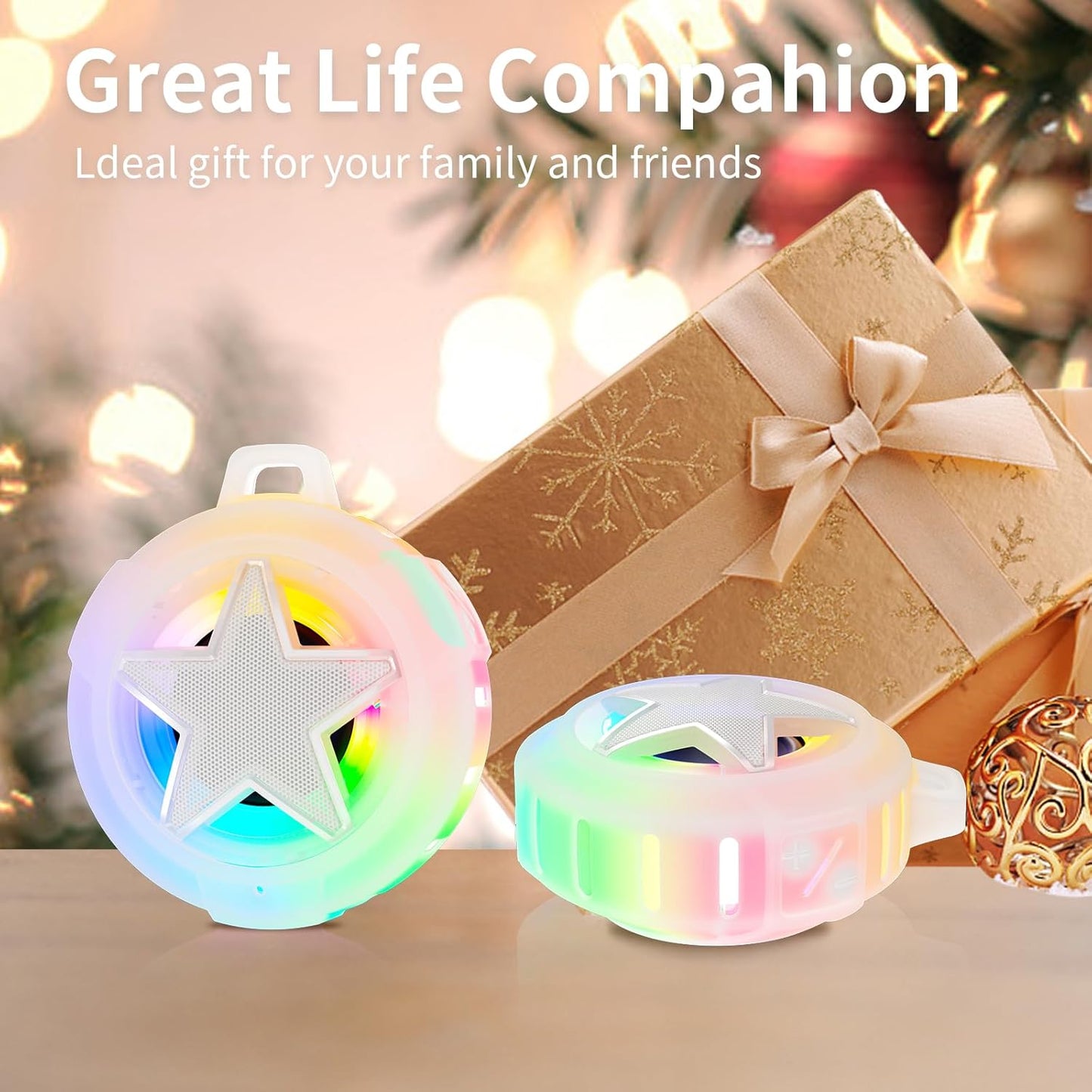 EBODA Bluetooth Shower Speaker, IP67 Waterproof Portable Speakers, Floating, TF Card, Small Outdoor Speaker with LED Light, True Wireless Stereo for Bike, Beach, Paddle Board, Kayak, Pool, Gifts