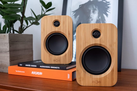 House of Marley Get Together Duo, Powerful Bookshelf Speakers with Wireless Bluetooth Connectivity and Sustainable Materials