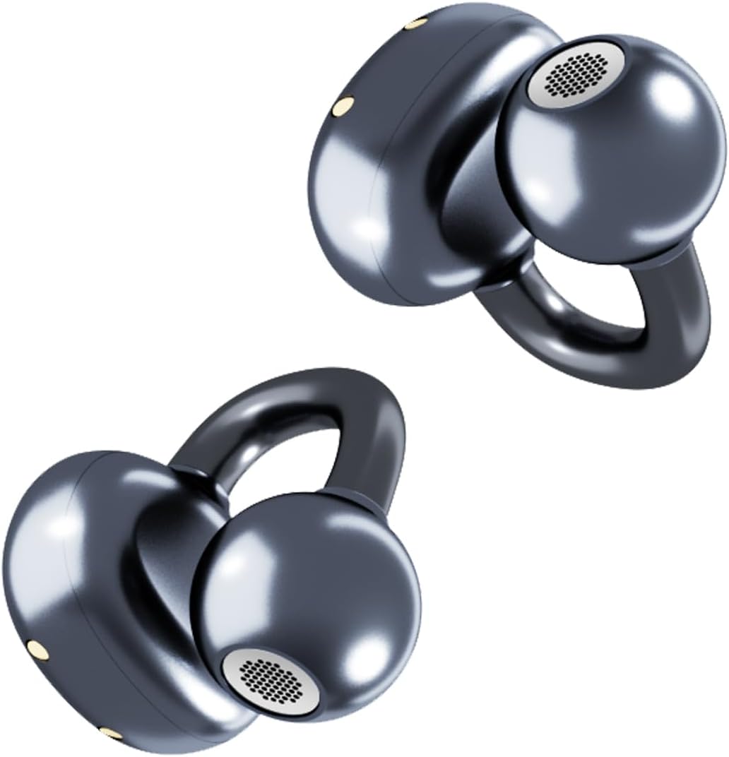 Popo Air Open Headphones, Open-Ring Comfort with Tri-Curve Snug Clip, Powerful Sound with Super Bass, 4-Mic Clear Calls, IP55 Waterproof, 32H Playtime, Lightweight (Black)