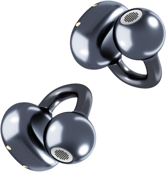 Popo Air Open Headphones, Open-Ring Comfort with Tri-Curve Snug Clip, Powerful Sound with Super Bass, 4-Mic Clear Calls, IP55 Waterproof, 32H Playtime, Lightweight (Black)