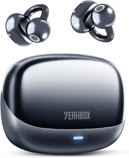 Popo Air Open Headphones, Open-Ring Comfort with Tri-Curve Snug Clip, Powerful Sound with Super Bass, 4-Mic Clear Calls, IP55 Waterproof, 32H Playtime, Lightweight (Black)