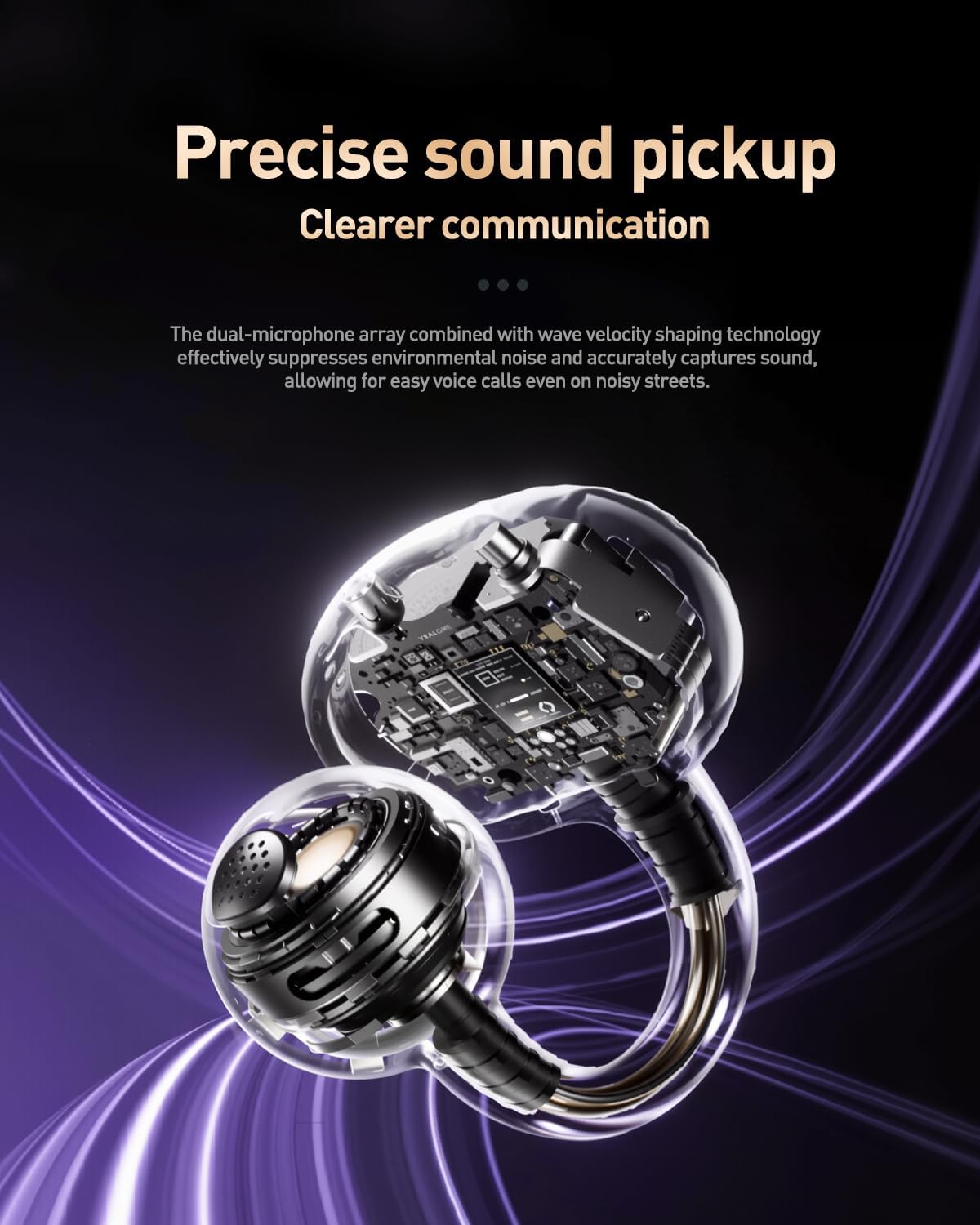 Popo Air Open Headphones, Open-Ring Comfort with Tri-Curve Snug Clip, Powerful Sound with Super Bass, 4-Mic Clear Calls, IP55 Waterproof, 32H Playtime, Lightweight (Purple)