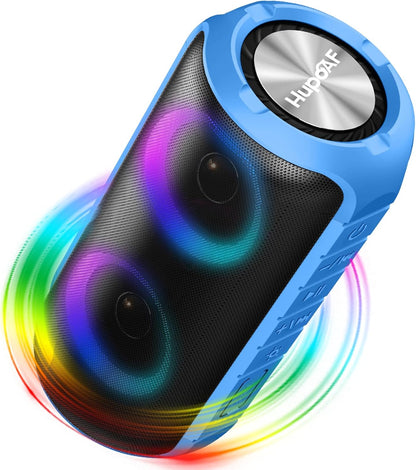 Bluetooth Speaker, 2025 New Stocking Stuffers Portable Wireless Speaker with 6D Loud Sound, IPX7 Waterproof, HD Call, RGB Lights, 12H Playtime for Home/Party/Outdoor/Beach, White Elephant Gift