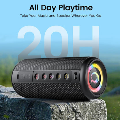 Portable Bluetooth Speaker, Bluetooth 5.4 Wireless Speaker with 20W HD Loud Stereo Sound, 20H Playtime, IP7 Waterproof, LED Lights, TWS Pairing, Built-in Mic, for Outdoor, Home, Party, Beach, Gift
