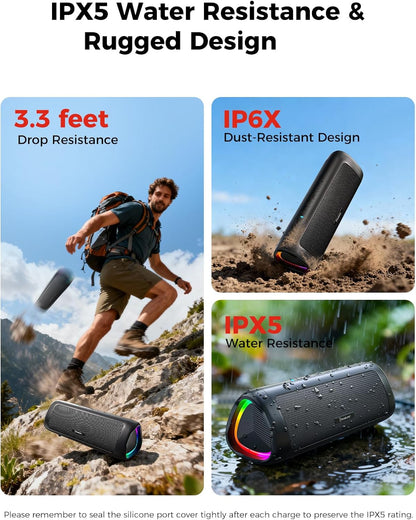 Bluetooth Speaker Gifts for Men: Portable Wireless, IPX5 Waterproof, White Elephant Gifts for Adults, Stocking Stuffers for Teens Boy Girl, Up to 20H Playtime, TWS Pair, for Home/Party/Outdoor (Black)