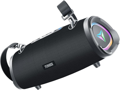 120W Max Portable Speaker Loud Wireless Bass Booster with RGB Lights, IPX6 Waterproof Outdoor Large Big Subwoofer, Dual DSP, Indoor/Outdoor for Camping, Party/24H/TF/AUX/EQ (Black)