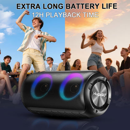 Bluetooth Speaker, 2025 New Stocking Stuffers Portable Wireless Speaker with 6D Loud Sound, IPX7 Waterproof, HD Call, RGB Lights, 12H Playtime for Home/Party/Outdoor/Beach, White Elephant Gift