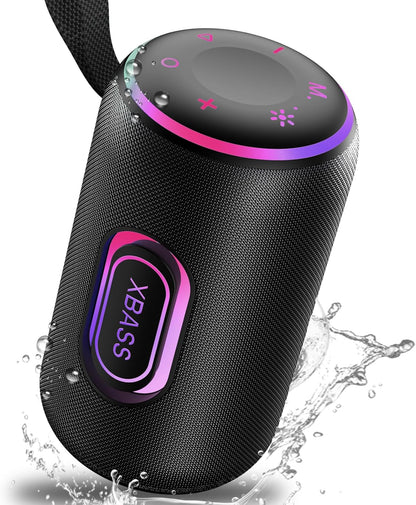 Portable Bluetooth Speaker x Stocking Stuffers, Bluetooth 5.4 Speaker, 30W Dual Speaker, 2.0 Channel, Deep Bass, 30H Playtime, Colorful RGB Lights, IPX7 Waterproof, White Elephant Gifts for Adults