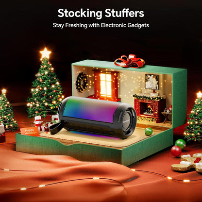 FULMINARE Portable Bluetooth Speaker with 26W HD Sound, Speakers Bluetooth Wireless 6.0, AUX&TF-Card&USB Input, LED Lights, IPX5 Waterproof, 16H Playtime for Home/Outdoor/Party, Birthday Gift (Black)