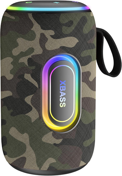 Portable Bluetooth Speaker x Stocking Stuffers, Bluetooth 5.4 Speaker, 30W Dual Speaker, 2.0 Channel, Deep Bass, 30H Playtime, Colorful RGB Lights, IPX7 Waterproof, White Elephant Gifts for Adults