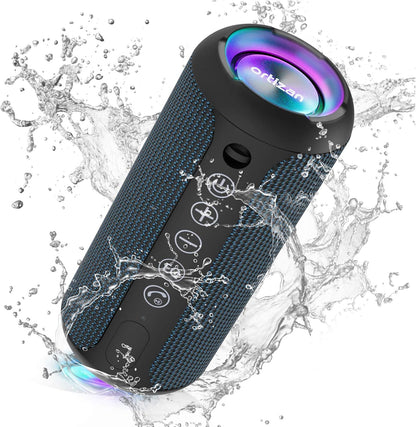 Ortizan Portable Bluetooth Speaker x Stocking Stuffers: IPX7 Waterproof, Wireless, Big Sound, Deep Bass, Dual Pairing, 30H Playtime, White Elephant Gift for Adults Men Women Teen Boys Girls (Black)