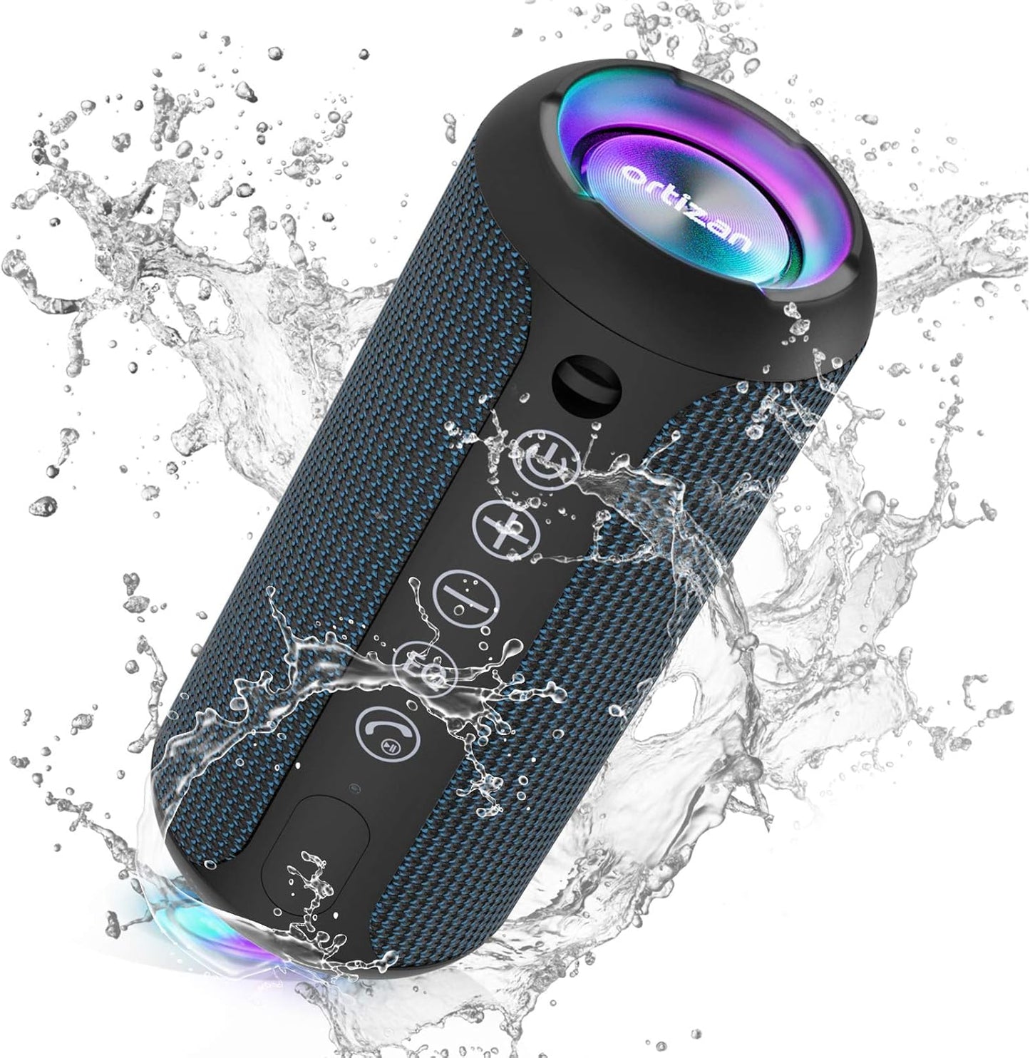 Ortizan Portable Bluetooth Speaker x Stocking Stuffers: IPX7 Waterproof, Wireless, Big Sound, Deep Bass, Dual Pairing, 30H Playtime, White Elephant Gift for Adults Men Women Teen Boys Girls (Black)