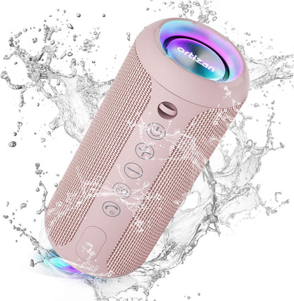 Ortizan Portable Bluetooth Speaker x Stocking Stuffers: IPX7 Waterproof, Wireless, Big Sound, Deep Bass, Dual Pairing, 30H Playtime, White Elephant Gift for Adults Men Women Teen Boys Girls (Black)