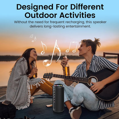 Portable Bluetooth Speaker, Bluetooth 5.4 Wireless Speaker with 20W HD Loud Stereo Sound, 20H Playtime, IP7 Waterproof, LED Lights, TWS Pairing, Built-in Mic, for Outdoor, Home, Party, Beach, Gift