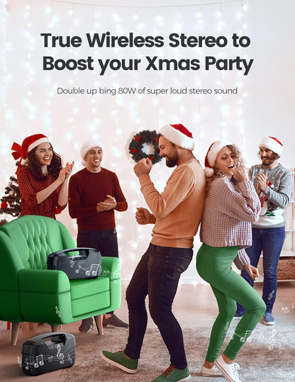 IPX7 Waterproof Bluetooth Speaker, 40W(60 Peak) Portable Wireless Speakers with Subwoofer, 32H Playtime, Stereo Loud Sound, Deep Bass, Bluetooth 5.0 with Handle for Pool, Beach, Outdoor, Gifts